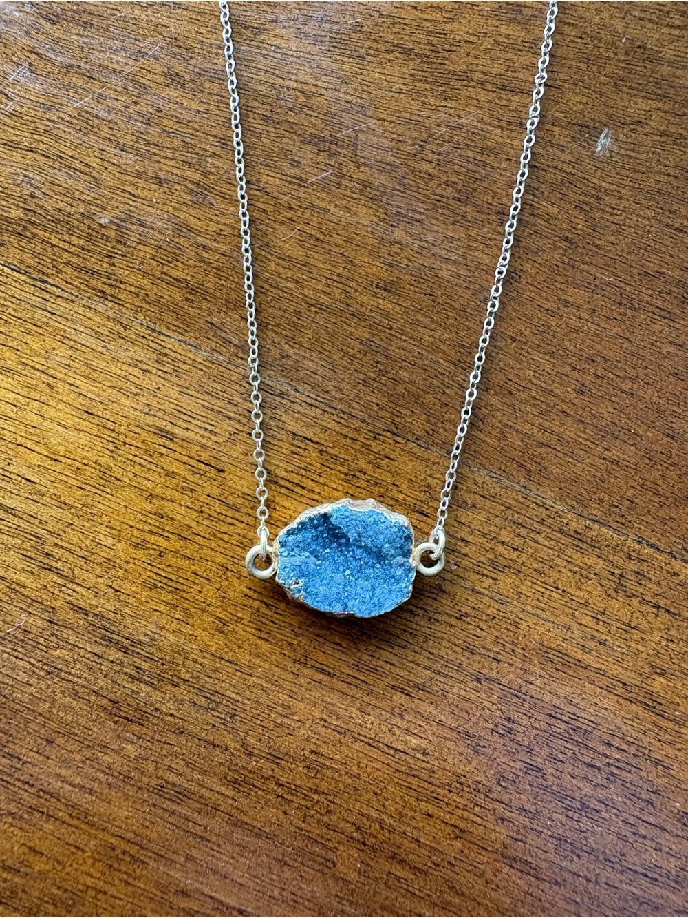 Blue Druzy Pendant Necklace